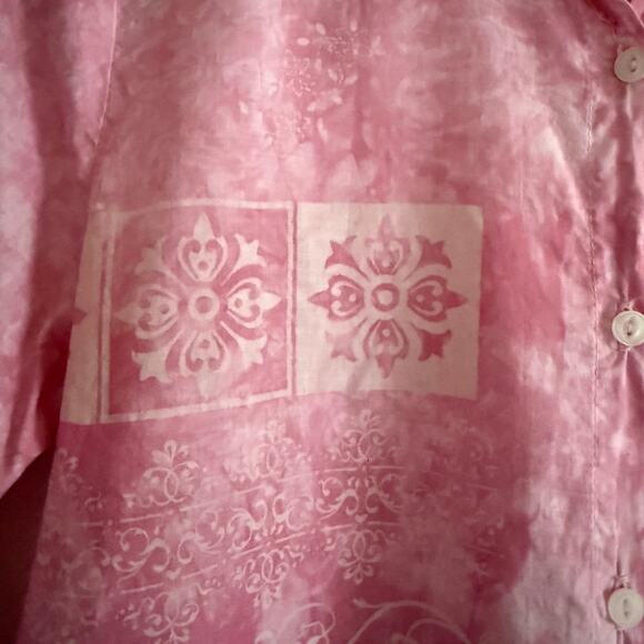 TRUE GRIT | Pink Tie Dye Western Print Relaxed Button down Shirt Tie Dye | Small - Picture 3 of 4